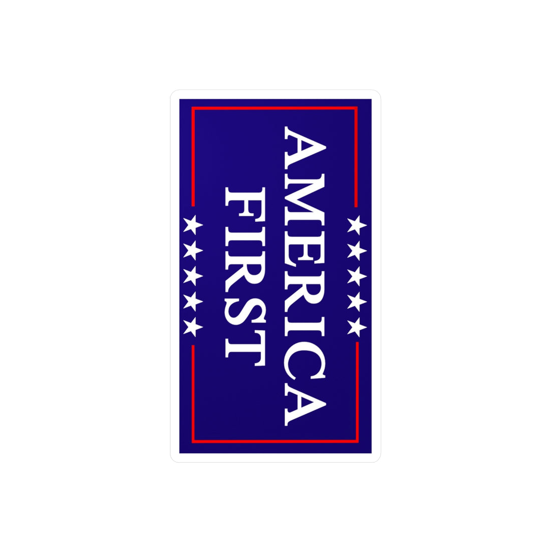 America First vinyl car decal featuring bold lettering in red, white, and blue colors with a patriotic design