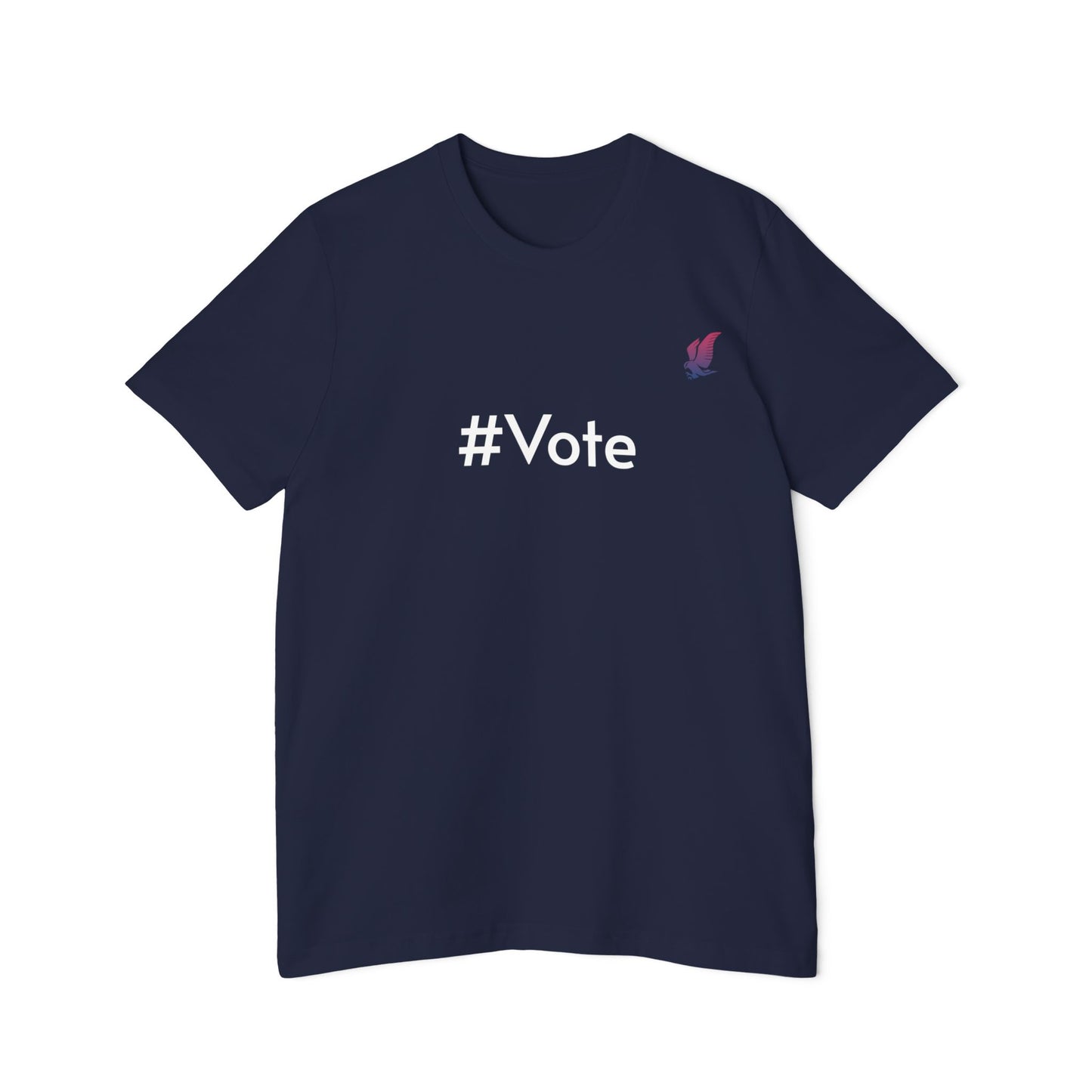 Navy t-shirt with the words #Vote on the front. 