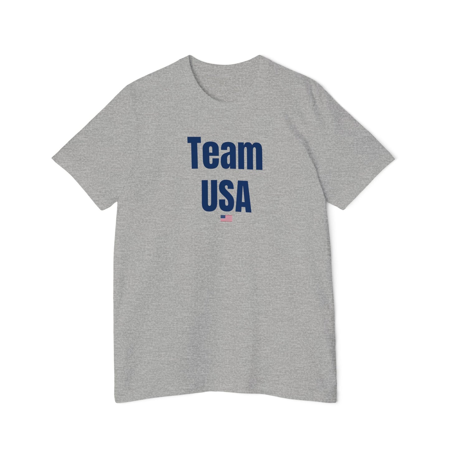 Light grey Team USA T-shirt with bold 'Team USA' text and a small USA flag underneath. Simple patriotic design on a classic fit T-shirt.